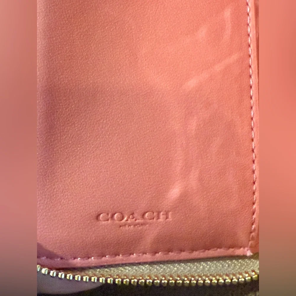 Coach‎ Medium Zip Around Wallet In Signature Canvas Jacquard With Stripes